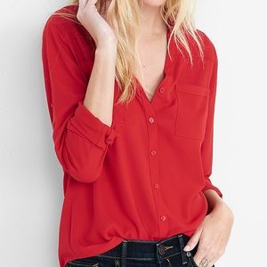 Express Red Long Sleeve Blouse
